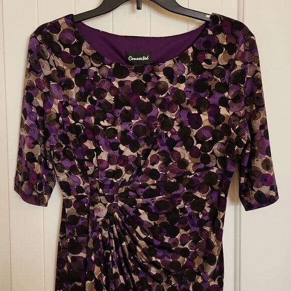 Connected Apparel Purple, Greyish green & Black Dress Size 8 - Picture 2 of 4